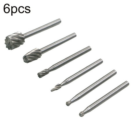 

6PCS HSS Rotary Burr Set Carving Bits and Engraving Router Bit Set for Rotary Tool Accessories with 1/8 (3mm) Shank for Woodworking Engraving Drilling Grooving