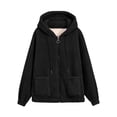 thumbnail image 3 of SLADYGLO Women Full Zip Sherpa Lined Front Pockets Drawstring Fuzzy Hoodie, 3 of 3