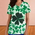 thumbnail image 4 of RXMEKW Hauts Courts pour Femmes, Imprimé St. Patrick Décontracté Col en V, Manches Courtes avec Poche, 4 of 8