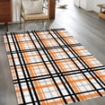 thumbnail image 4 of 4x6 Area Rugs, Orange Black Plaid Non-Skid Rubber Backing Large Rectangle Rugs - Living Room Bedroom Home Office, Farmhouse Orange Black Checkered Indoor Floor Mat Carpets Washable Rug, 4 of 9
