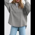 thumbnail image 4 of Sudadera Informal de Mujer con Cuello de Tortuga y Media Cremallera, Jersey Holgado de Larga, Ropa de Otoño Gris M, 4 of 7