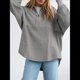 thumbnail image 4 of Sudadera Informal de Mujer con Cuello de Tortuga y Media Cremallera, Jersey Holgado de Larga, Ropa de Otoño Gris S, 4 of 7