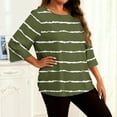 thumbnail image 4 of yillto Women Plus Size Blouse 3/4 Sleeve Striped Loose Tops Casual Dressy Shirts Crewneck Pullover Tees, 4 of 6