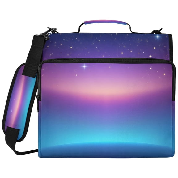 ALAZA Zipper Binder Blue Gradient Starry Pattern 2 inch 3 Ring 500 Sheet Capacity Trapper Keeper File Folder Organizer Bag
