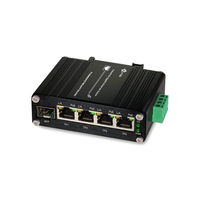 Conmutador Ethernet Throncom Industrial Gigabit de 4 puertos PoE+