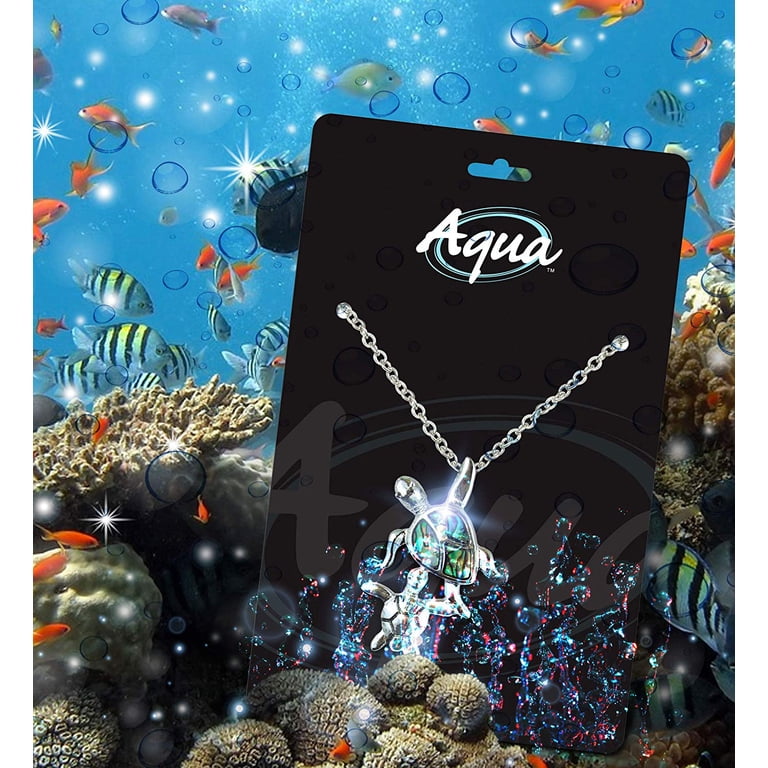 Puzzled Multi-Colored Aqua Sea Turtle Necklace, 18 Inch