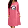 thumbnail image 4 of Taqqpue Womens Cotton Nightshirt Long Sleeve Crew Neck Halloween Zombie Print Loose Fit Knee Length Casual Pullover Soft Sleep Dress Oversized Sleepwear for Women Big Plus Sizes, 4 of 5