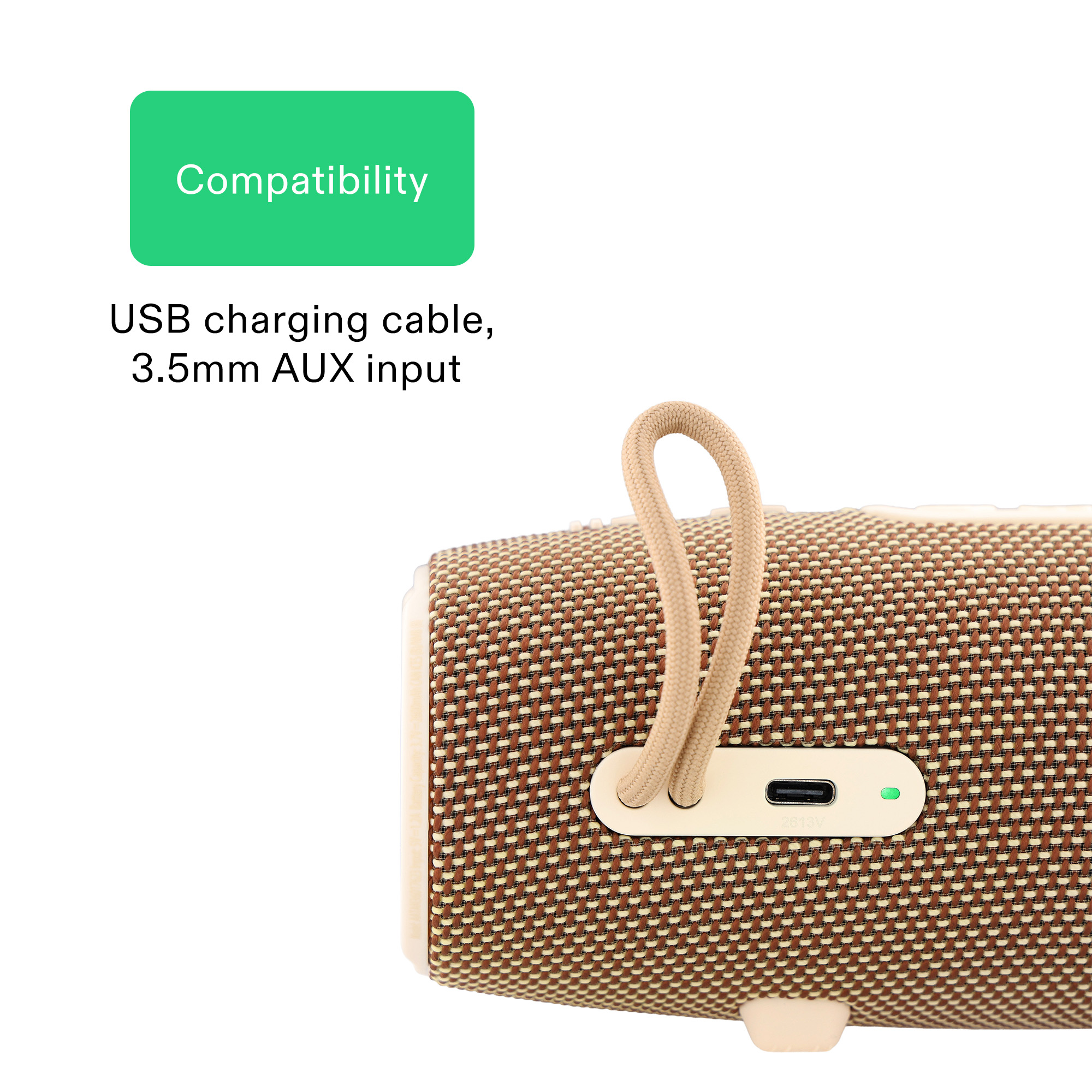 onn Medium Rugged Speaker with LED Lighting, Tan photo 5