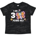 thumbnail image 3 of Inktastic I Am 3 Years Old Cute Smiling Butterfly with Flowers Girls Toddler T-Shirt, 3 of 5