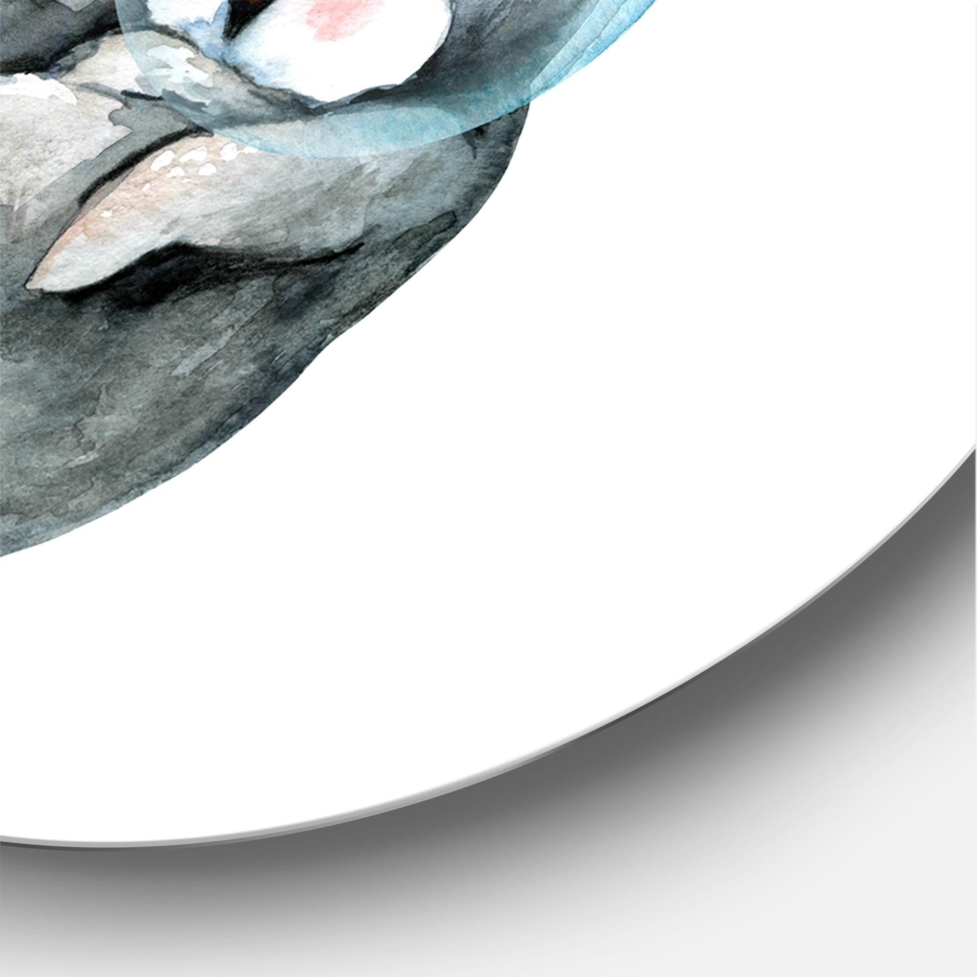 Designart 'Little Penguin With Planets and Stars I' Farmhouse Circle Metal Wall Art 11x11 - Disc of 11
