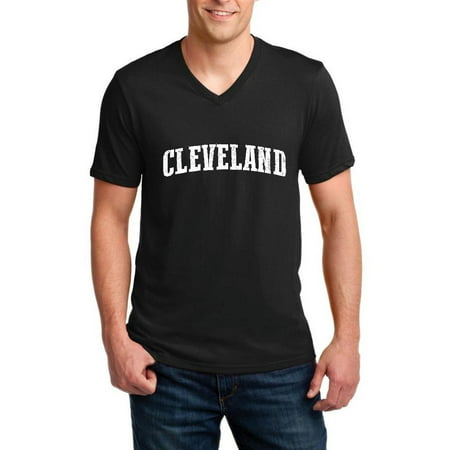 Cleveland Ohio State Flag Men V-Neck Shirts Ringspun