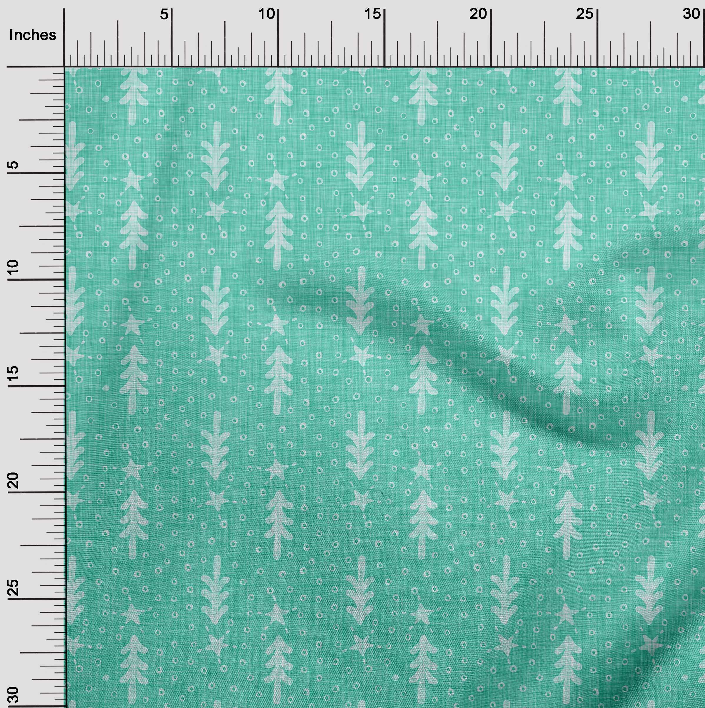 oneOone Polyester Spandex Aquamarine Green Fabric Merry Christmas Quilting Supplies Print Sewing Fabric By The Yard 56 Inch Wide