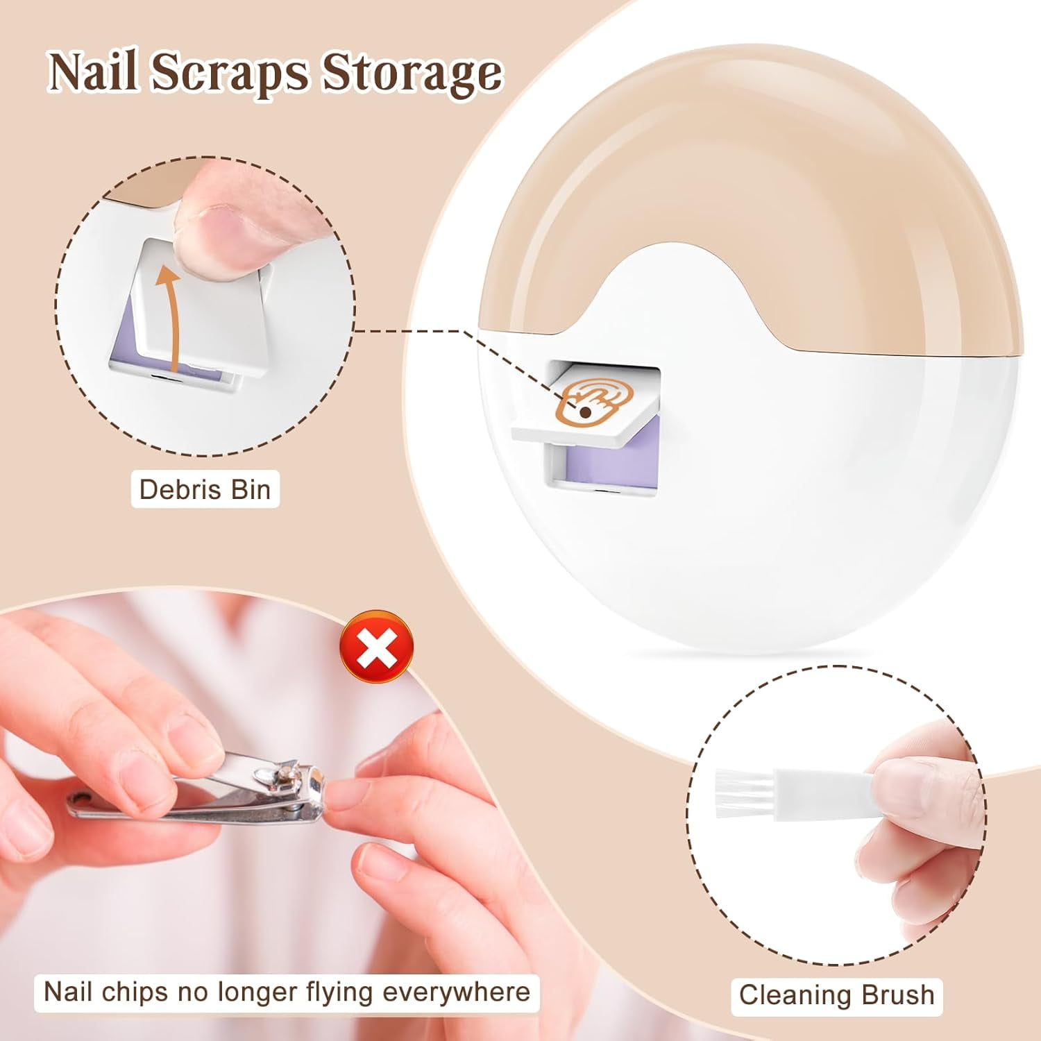 Aorsher 2 Speeds Electric Nail Clipper, 2 in 1 Automatic Nail Clippers with Nail Scraps Storage, USB Rechargeable Safety Fingernail Trimmer for Seniors and Adult