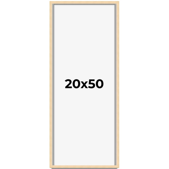 20x50 Frame Natural Wood Picture Frame | 0.75 Inch Moulding Width | with UV Acrylic Plexiglass,
