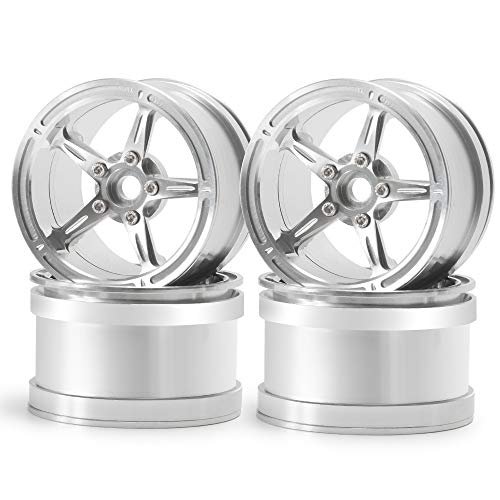 RCLIONS Aluminum Alloy 2.2" Beadlock Wheels/Rims for 1/10th Scale RC Crawler Car Axial Wraith-Pack of 4 (Silver)