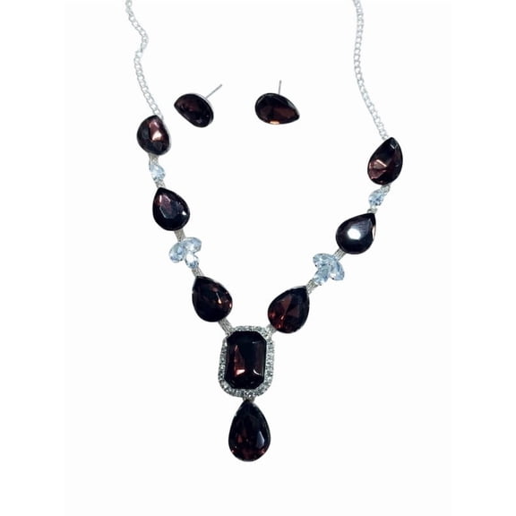 RK Art Jewelry - Women's Maroon Crystal Necklace Set with Earrings, Statement Jewelry for Wedding, Party & Festive Wear
