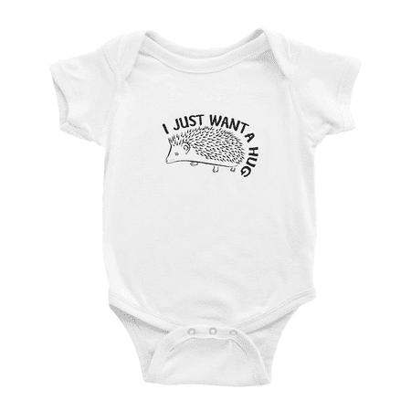 

I Just Want A Hug Hedgehog Funny Announcement Baby Bodysuit Unisex
