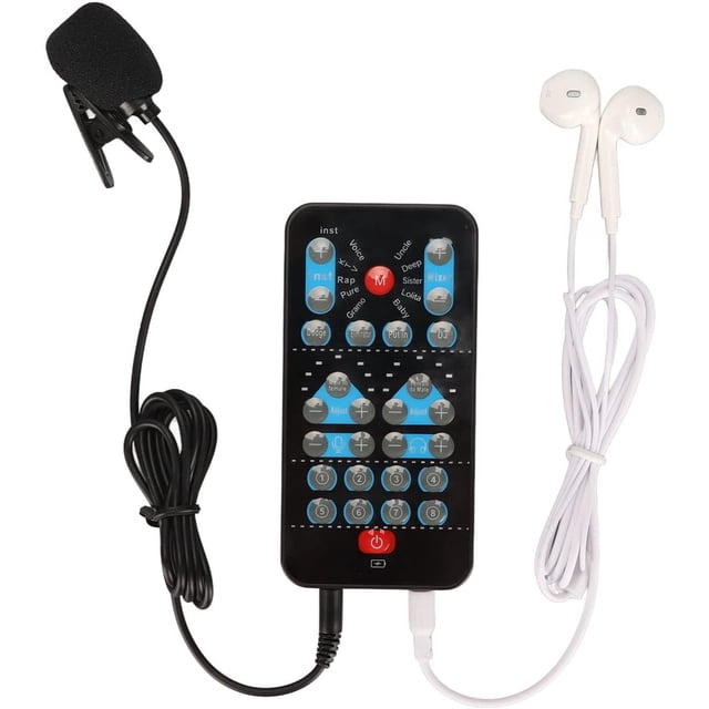HUGFEGWE Voice Changer with 10 Sound Changing Modes, Handheld Sound Card Functions, Voice Changer Device Portable Design for Mobile Phone Computer DJs Music Studio Recording CJB91-65358