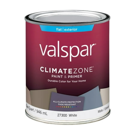 Valspar 44-27300 QT Brand 1 Quart Flat White Climate Zone Exterior Latex House Paint 44-2730