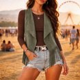 thumbnail image 6 of Guieoi Fringe Vest for Women Faux Suede Sleeveless Tassel Top Outerwear Casual Layering Dressy Tank Army Green M, 6 of 6