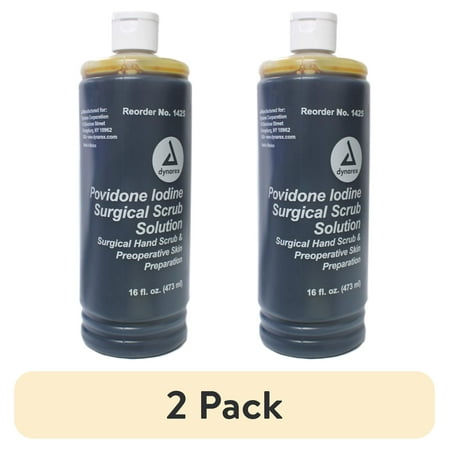 (2 pack) Dynarex Povidone Iodine Surgical Scrub Solution, 16 Fluid Ounces Each - 1 Pack