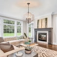 thumbnail image 6 of 4-Light Dimmable Geometric Wood Bead Chandelier for Dining Room & Foyer, 6 of 11