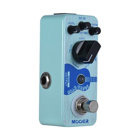 MOOER MagicEar Baby Water Acoustic Guitar Delay & Chorus Pedal with 5 Modes, Compact Metal Design, True Bypass, LED Indicator, and Adjustable Parameters