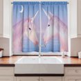 thumbnail image 2 of Ambesonne Horse Kitchen Curtains, 2 Akhal Teke Unicorns, 55"x45", Lilac and Blush, 2 of 3