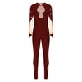 thumbnail image 4 of CHICTRY Women Shiny Rhinestone Keyhole Back Ice Skating Full Cover Unitard Gymnastics Dance Jumpsuits Burgundy M, 4 of 7