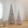 thumbnail image 2 of Northlight 4' Pre-Lit Silver Tinsel Pop-Up Artificial Christmas Tree, Clear Lights, 2 of 6