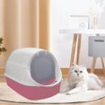 thumbnail image 2 of Cat Litter Box Easy to Clean Hooded Large Cat with Scatter Shield Splash Proof with Door Pink, 2 of 8