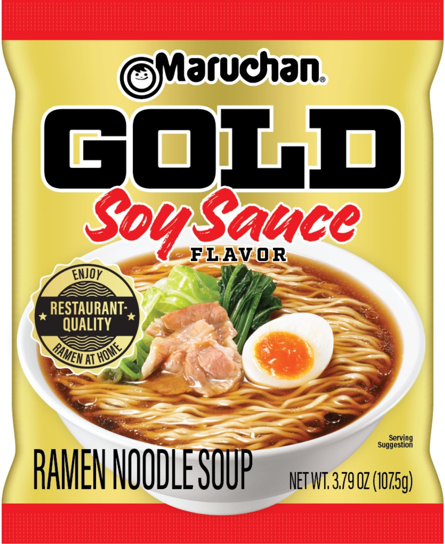 (5 pack) Maruchan GOLD Soy Sauce Flavor Ramen Noodle Soup, Instant Ready-to-Cook Noodles, 3.79 oz