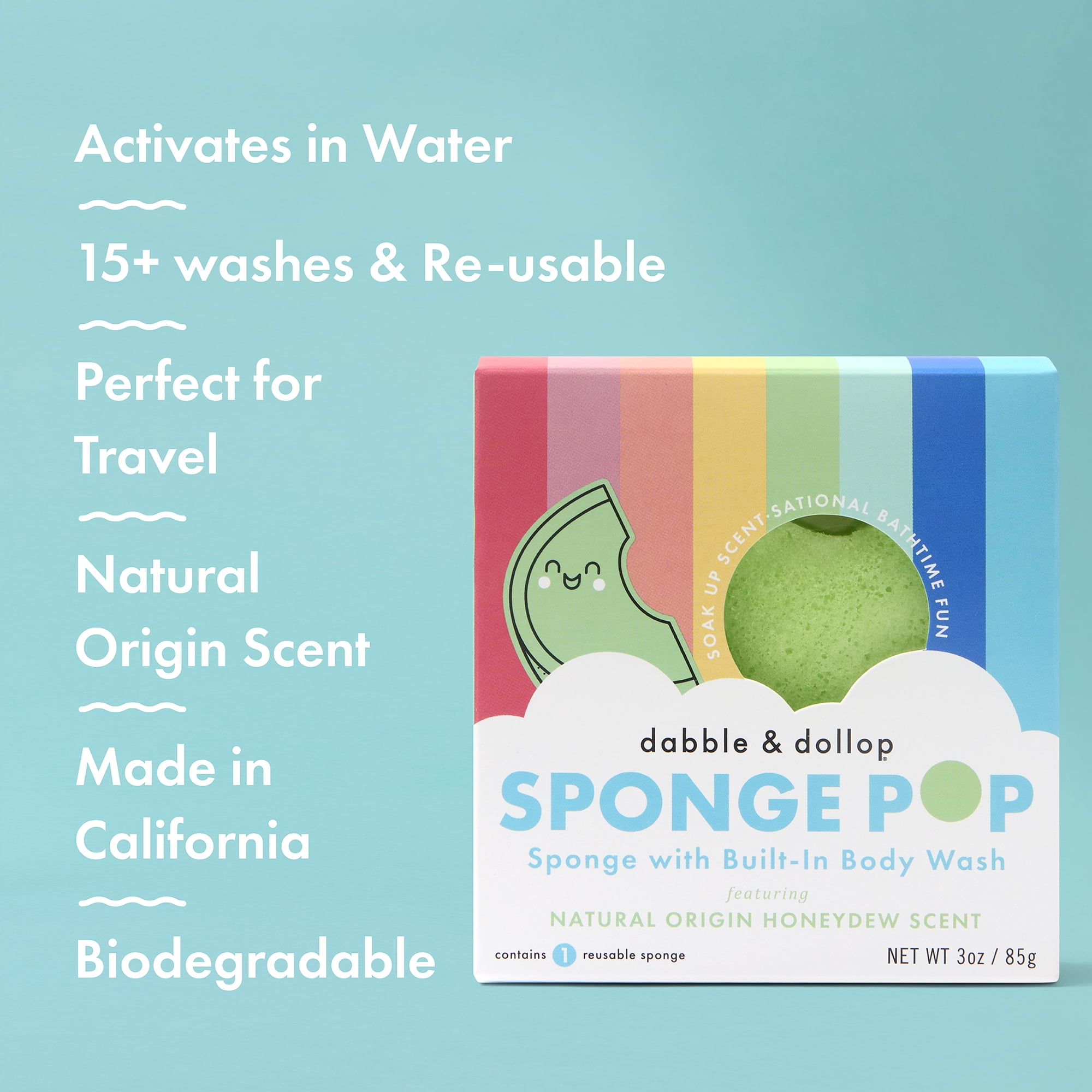 Dabble & Dollop SpongePop™ - Sponge with Built-In Body Wash, Honeydew Scent - 3 oz