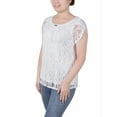 thumbnail image 2 of NY Collection Women's Lace Petal Sleeve Top, 2 of 4