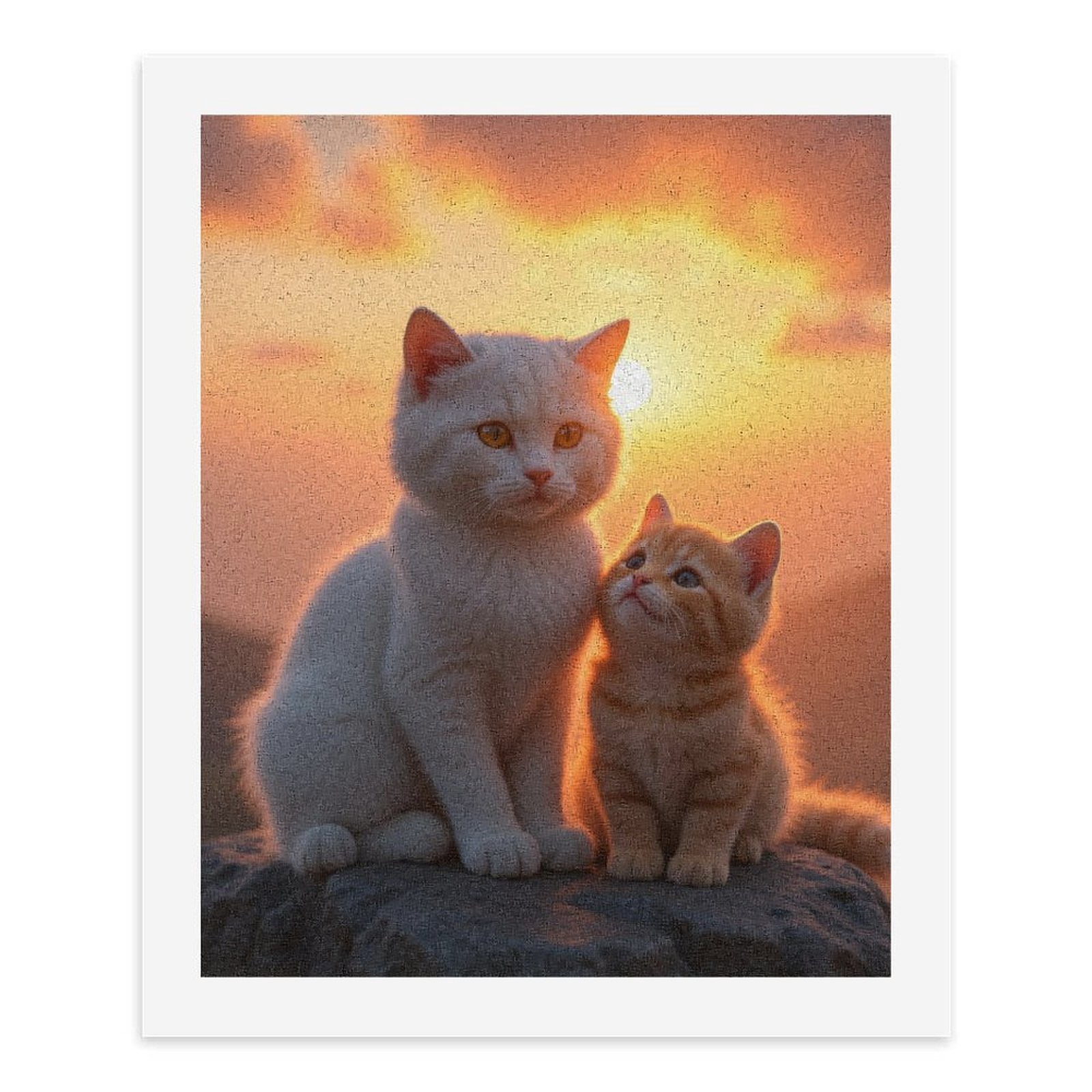 Paint by Numbers Kit for Adults, Cat Sunset Rock Family Moment Paint by Numbers, Easy Paint by Numbers Kit for Adults Beginner, DIY Adult Paint by Number Kits on Canvas, Home Decor