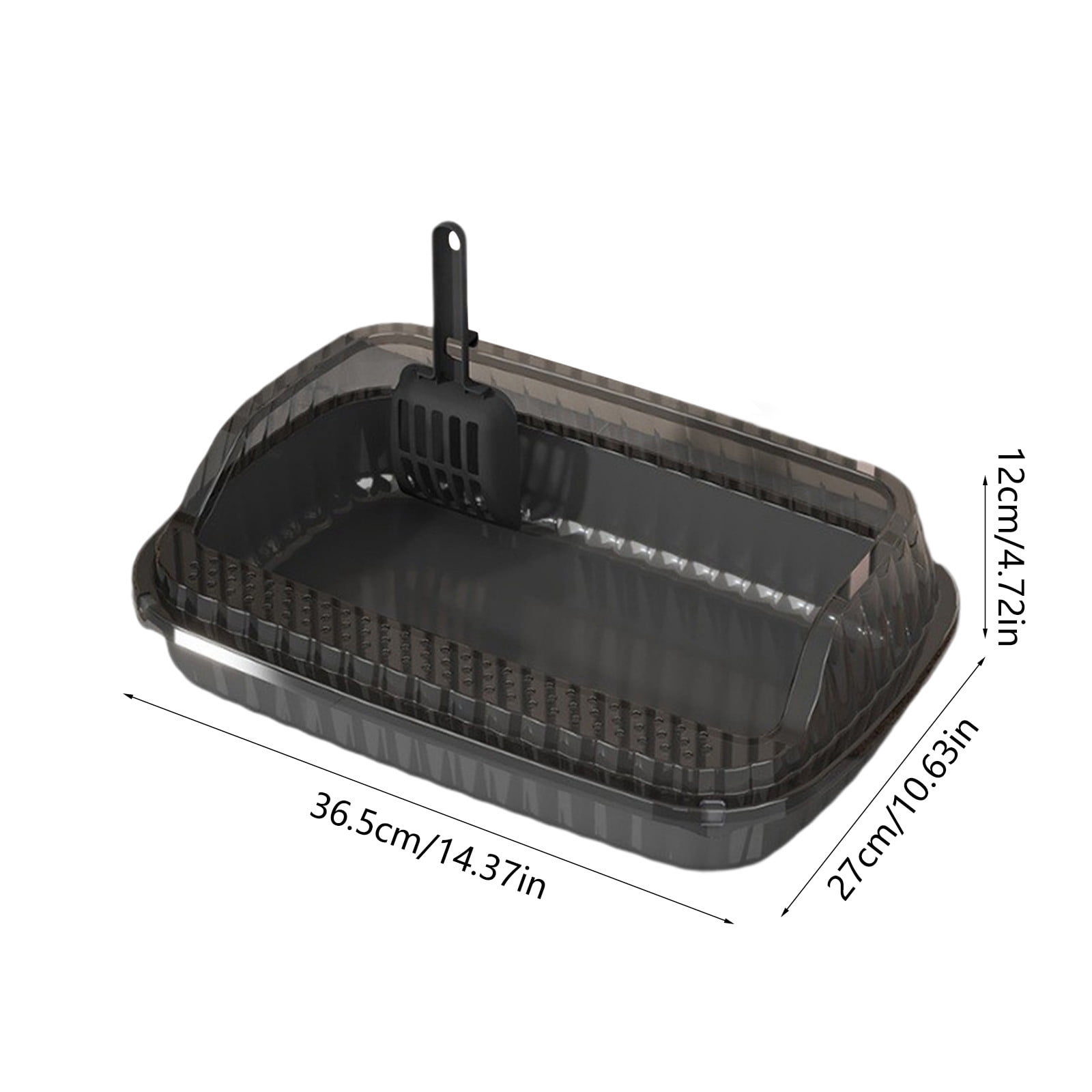Semi Enclosed High Sided Cat Litter Box with Scoop, Splash Proof Plastic Litter Pan for Indoor Cats