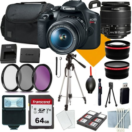 Canon EOS Rebel T7 DSLR Camera with 18-55mm+COMMANDER Starter Kit+Lens Filters+CASE+64Memory Cards(18PC)
