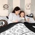 thumbnail image 4 of meiyoeat Leopard Print Lucky 8 Ball Twin Comforter Sets for Girls, Black White Brown Bedding Set, Black Reversible, 2-Piece, 1 Comforter and 1 Pillowcase, 4 of 6