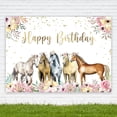 thumbnail image 3 of Horse Happy Birthday Backdrop Watercolor Florals Western Cowgirl Photography Background for Girls Women Princess Children Table Decor Banner Studio Photo Shoot, 3 of 3