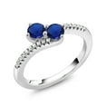 thumbnail image 2 of Gem Stone King 925 Sterling Silver Blue Created Sapphire Bypass Ring for Women (0.74 Cttw, Gemstone September Birthstone, Round 4MM, Available in Size 5, 6, 7, 8, 9), 2 of 4