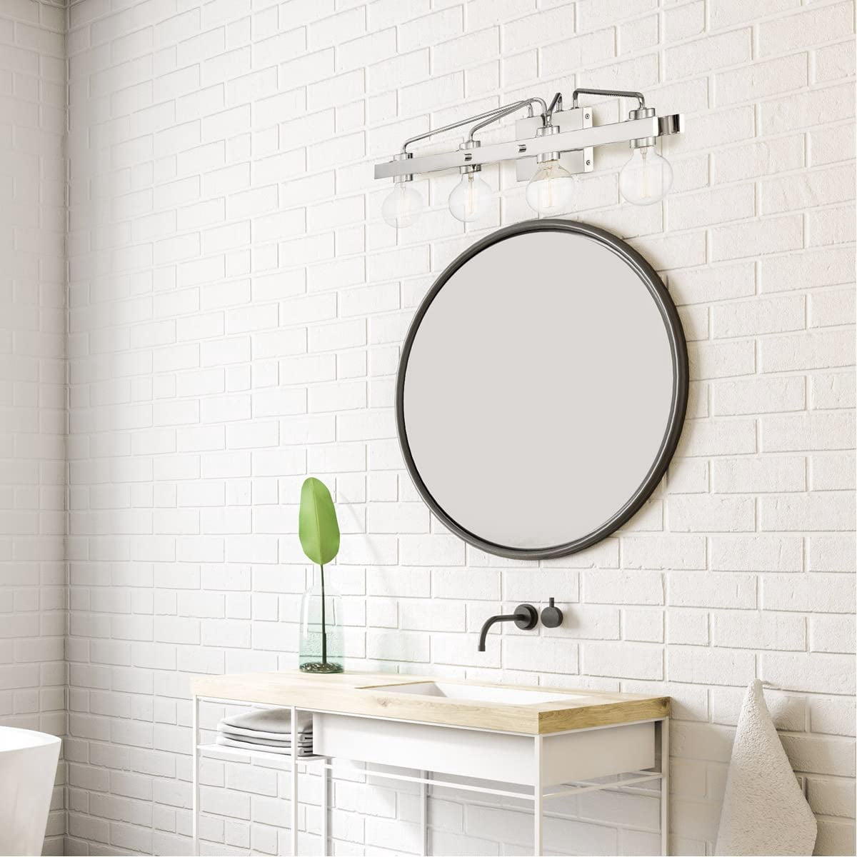Designers Fountain Ravella 3 Light Polished Nickel Bathroom Vanity Light Fixture, 94204-PN