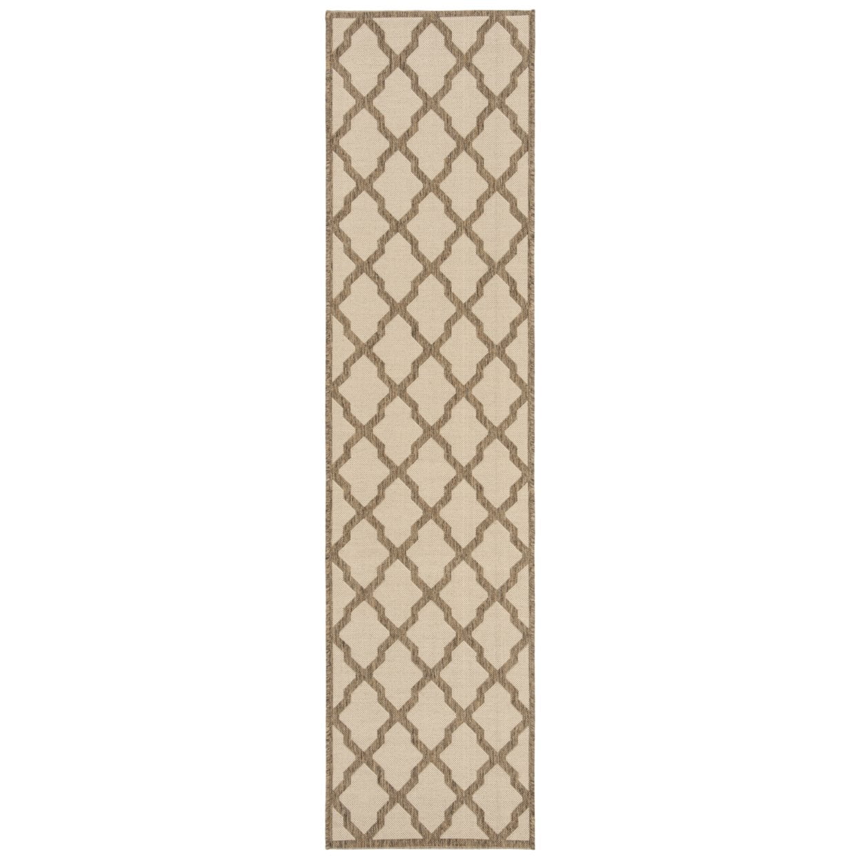 SAFAVIEH Beach House Loraine Trellis Indoor/Outdoor Area Rug Cream/Beige, 6'7" x 6'7" Square