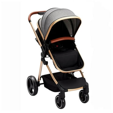 TROPOW Stroller for Newborn, Convertible Baby Pram with Reversible Seat and One-Hand Fold, High Landscape Toddler Infant Pushchair with Storage Basket, Adjustable Footrest & Canopy,Gray