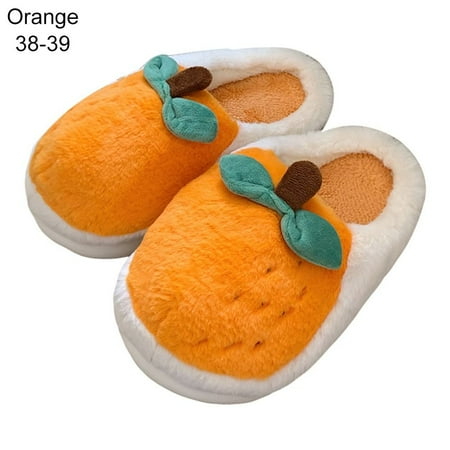 

Lndoor Home Non-Slip Female Cold Protection Orange Cotton Slippers Slippers Plush Shoes Keep Warm ORANGE 38-39