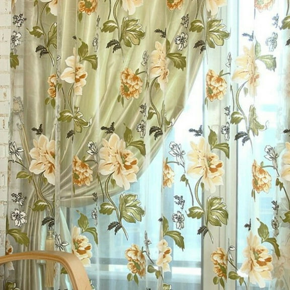 Yaoyar Curtain Window Voile Drape Valance Jacquard Voile Window Scarf Curtain Sheer Leaves Jacquard Bedroom Drapes