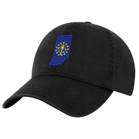 Indiana Flag Baseball Cap – Embroidered Hoosier State Hat for Indiana Pride (Black)