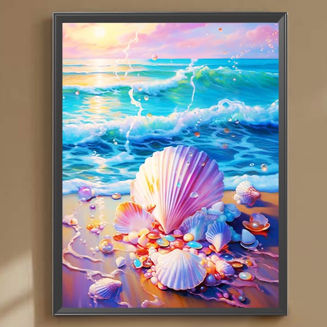 Cuadros Decorativos 5D bricolaje completo redondo taladro diamante pintura Shell Kit decoración del hogar arte artesanía Wdftyju embutido en tela
