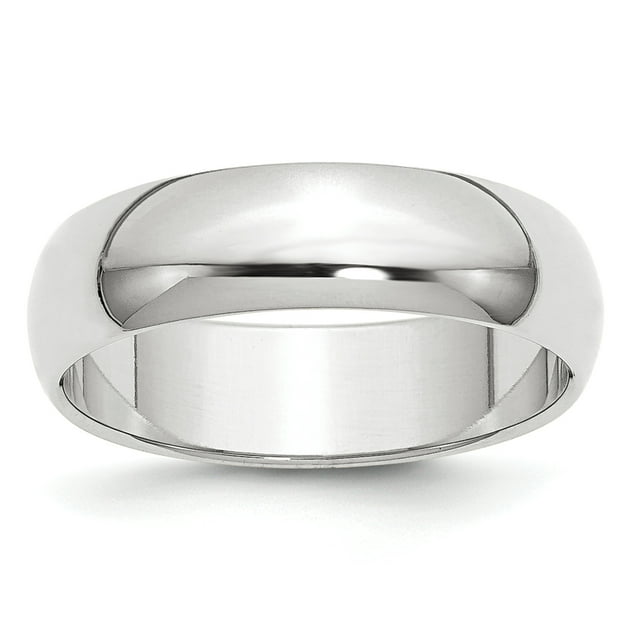 Platinum 6mm Half Round Wedding Band Ring Size 7 Classic Domed