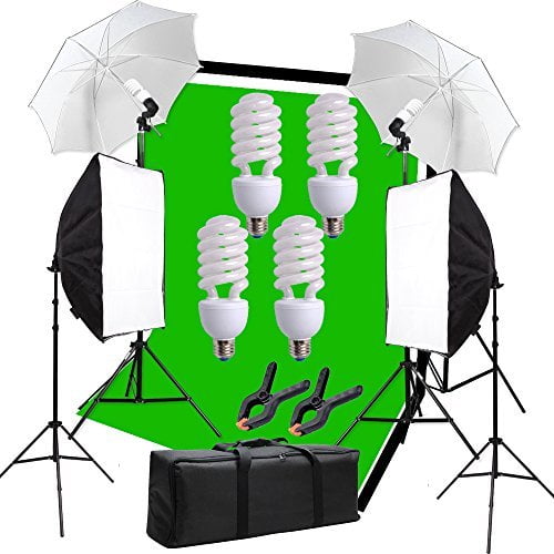 2x135W Photography Continuous Lamp Bulb Photo Studio Umbrella Lighting Stand Kit 
