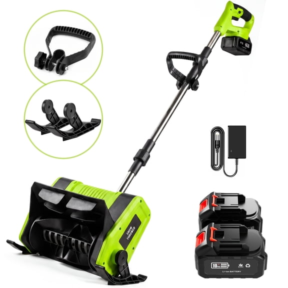 21V Green Cordless Snow Blower with 2 Batteries